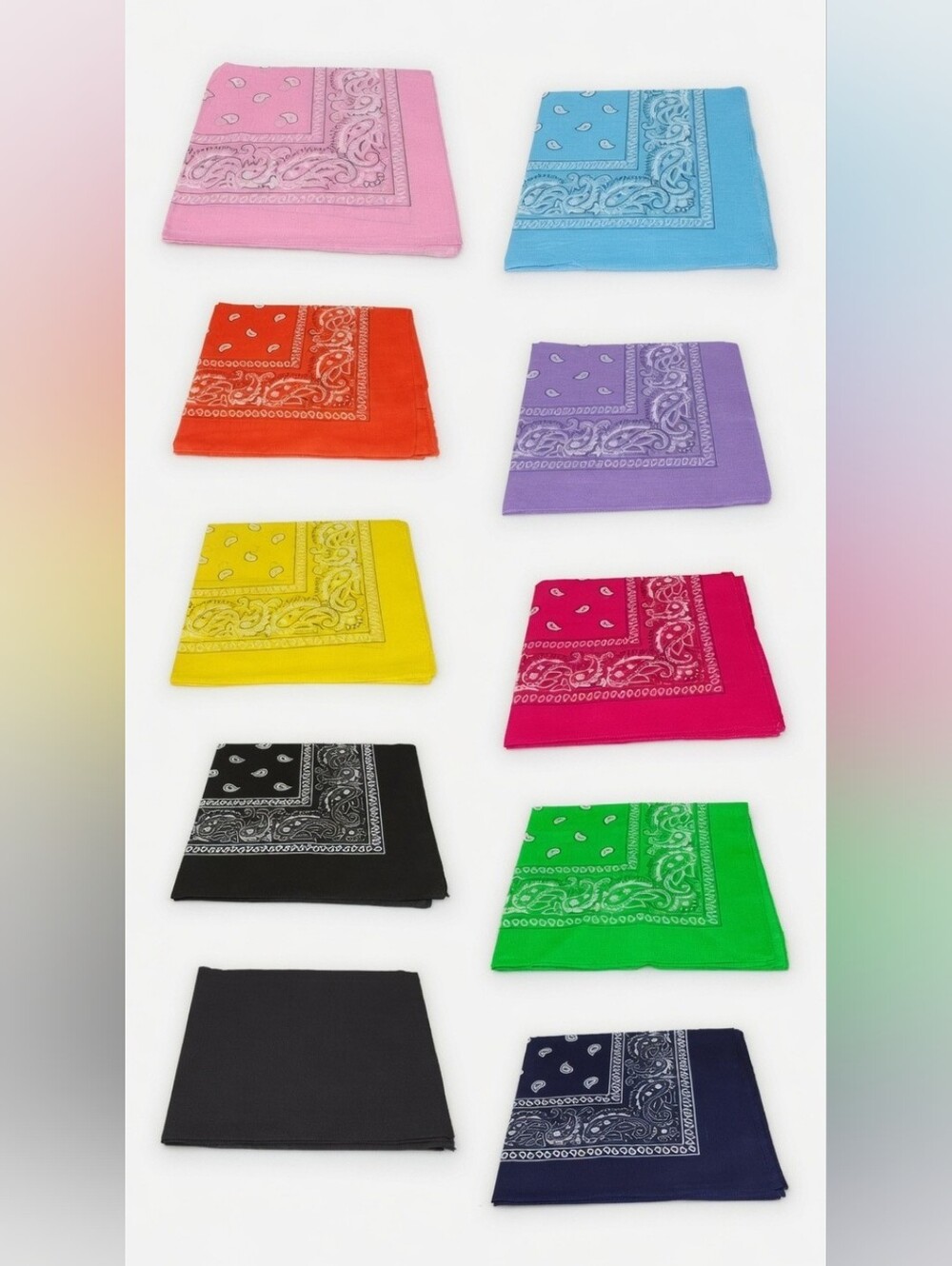 100% Cotton Paisley Print Scarf Bandana NWOT 10 pack